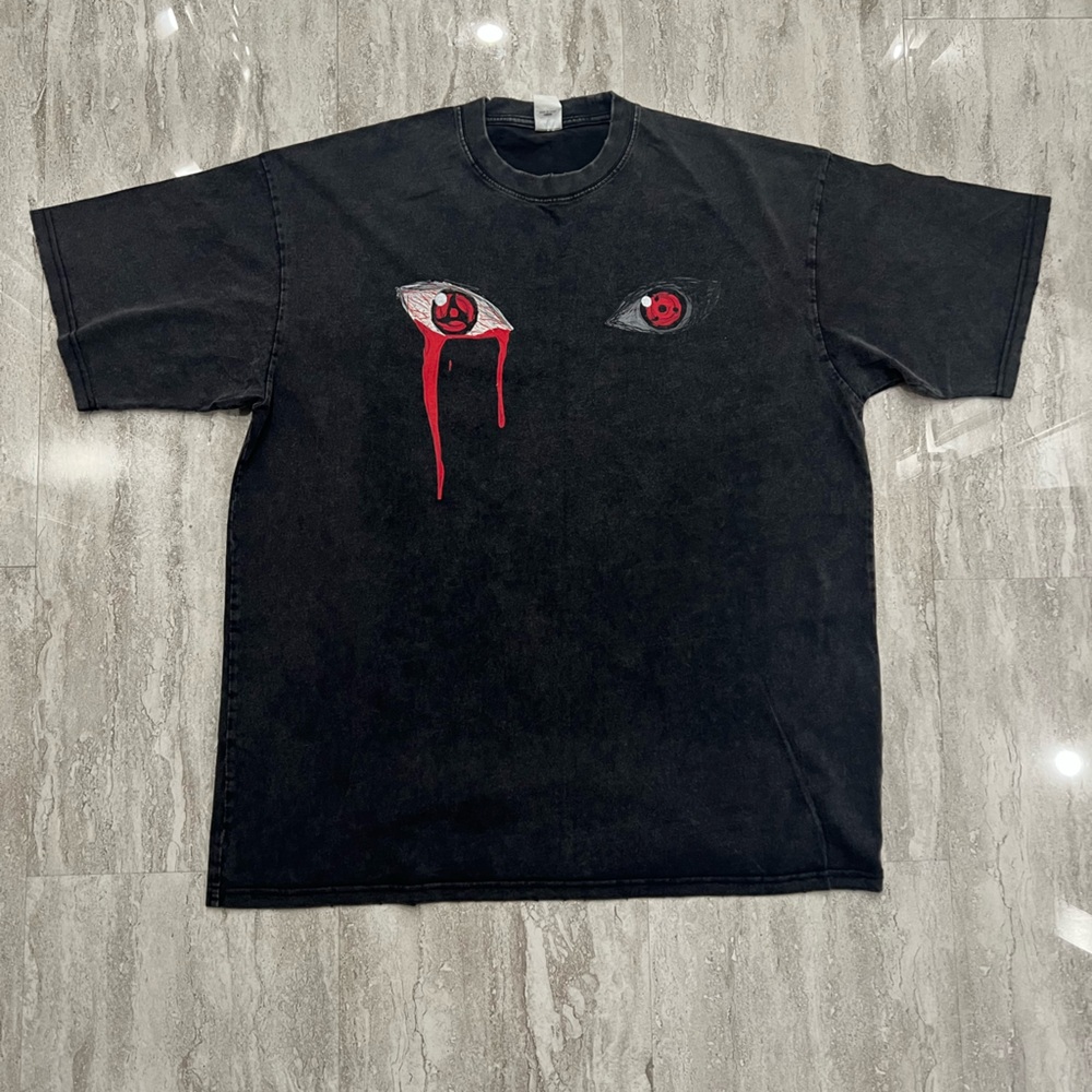 XXXL Black Graphic Tee with Red Accents
